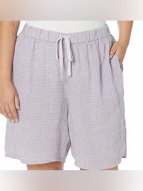 Eileen Fisher MISTY LILAC Puckered Organic Linen Shorts